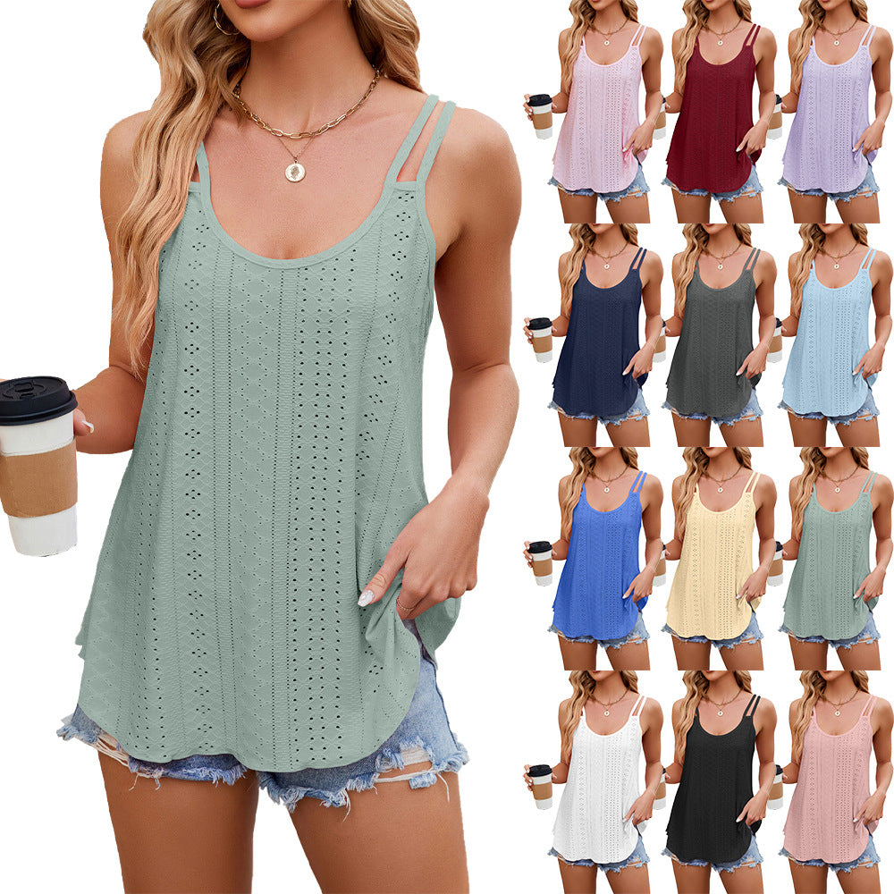 Women's Solid Color Round Neck Base Camisole Small Vest/suspenders/tube Top