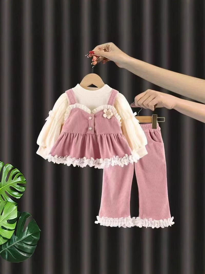 Clothes Casual Pants Three-piece Princess Suspender Children's Suit