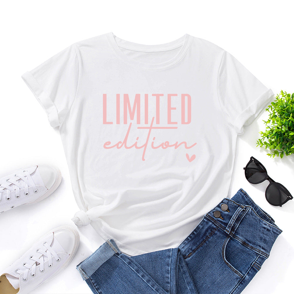 Women's Printed Loose Round Neck Sleeve Women's T-shirt