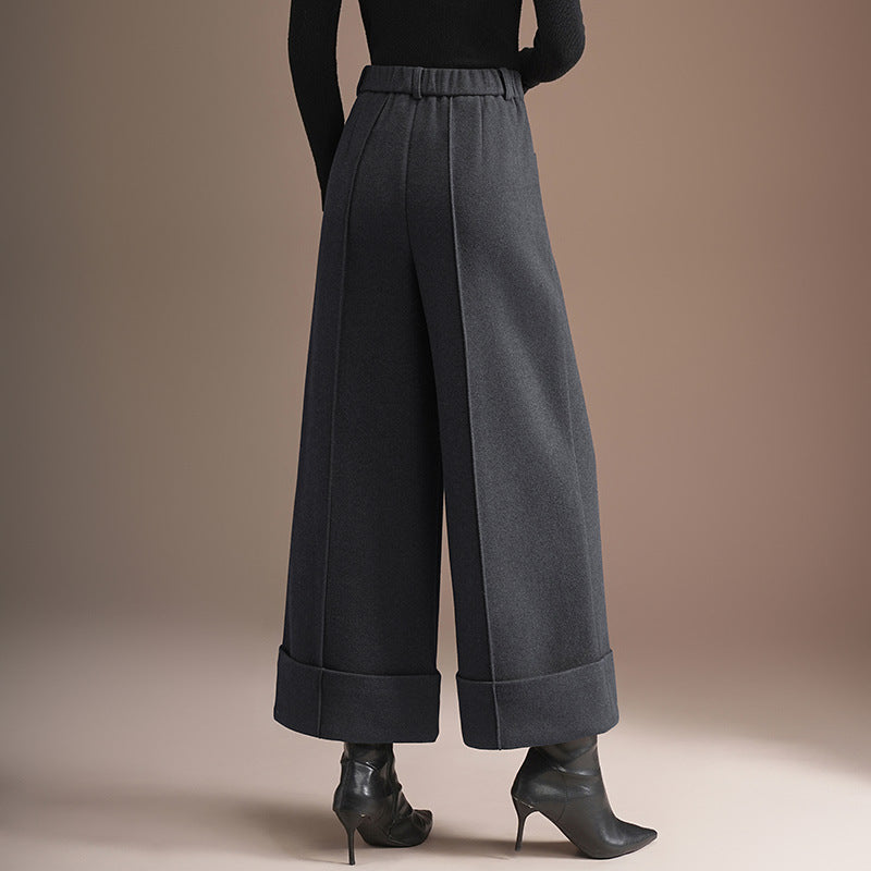 Women's Curling Woolen High Waist Slimming Thickened Straight Suits