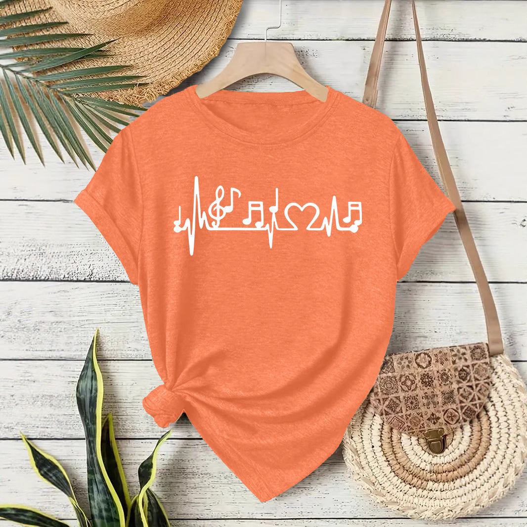 Women's Cute Printed Short-sleeved Note Fashion Women's T-shirt