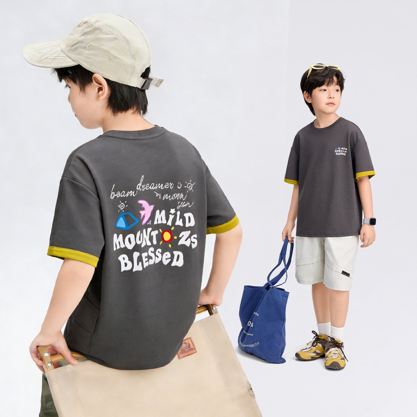 Children's Contrast Color Boy Teen Summer Half Children's T-shirt