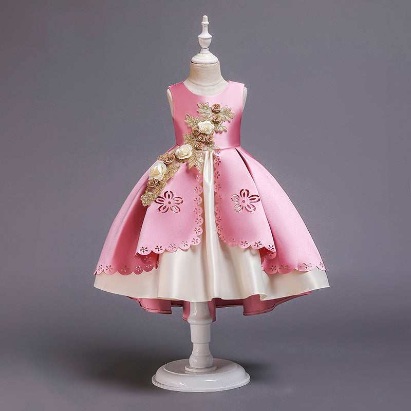 Children's Full Flower Princess Puffy Performance Wear Children's Dress