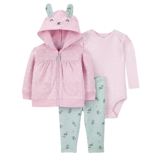 Women's & Men's Clothing Sweater Jacket Hooded Long-sleeved Romper Three-piece Children's Suit