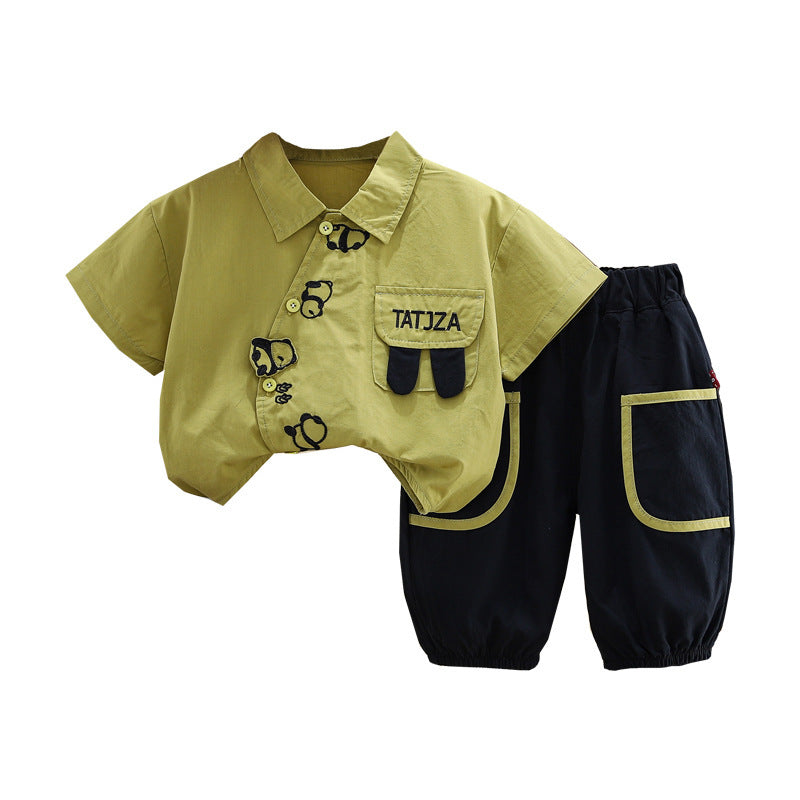 Thin Shirt Short Sleeve Two-piece Summer Breathable Children's Suit