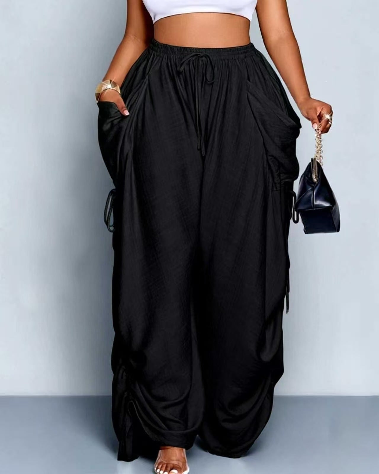 Women's Autumn High Waist Harem Cotton Linen Micro Elastic Casual Pants