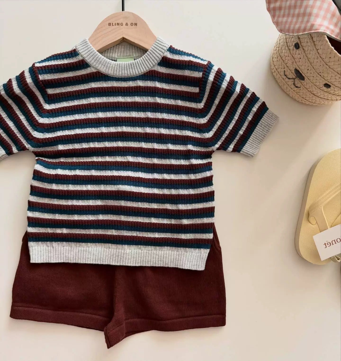 Graceful Wind Striped Color Matching Boys Children's T-shirt