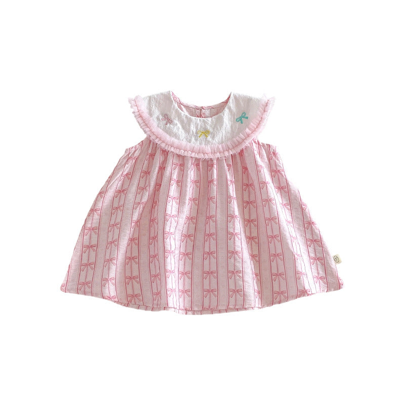 Children's Embroidered Princess Summer Cute Bow Korean Style Skirt Children's Dress