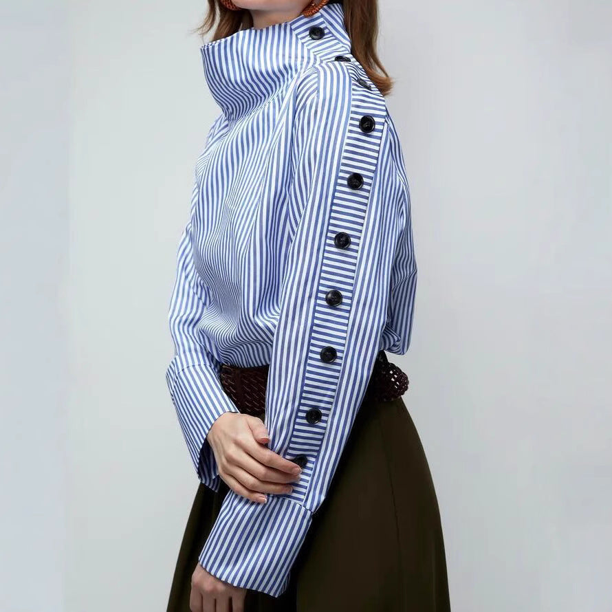 Casual Thin Long Sleeve Lapel Single Breasted Blouse