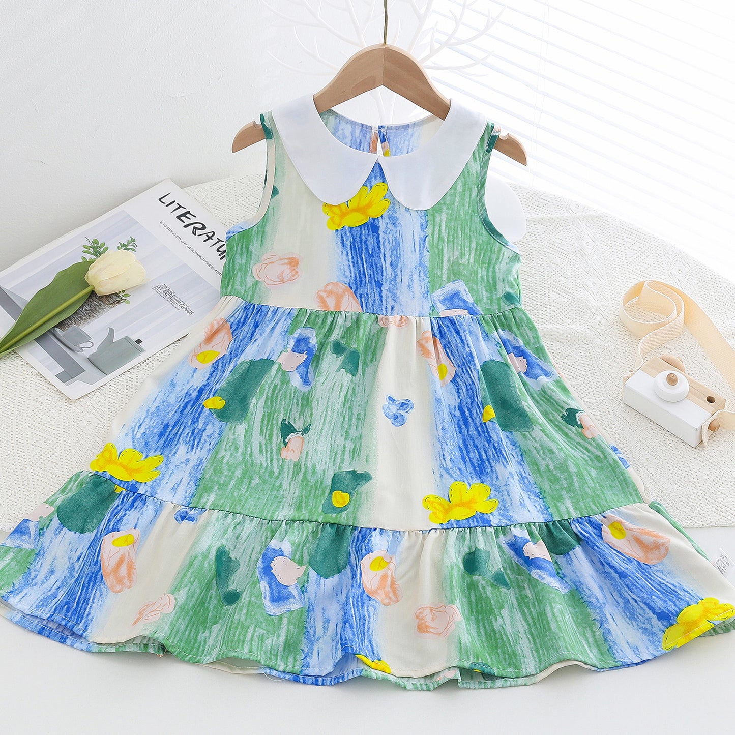 Children's Poplin Summer Artificial Cotton Skirt Medium Children's Dress