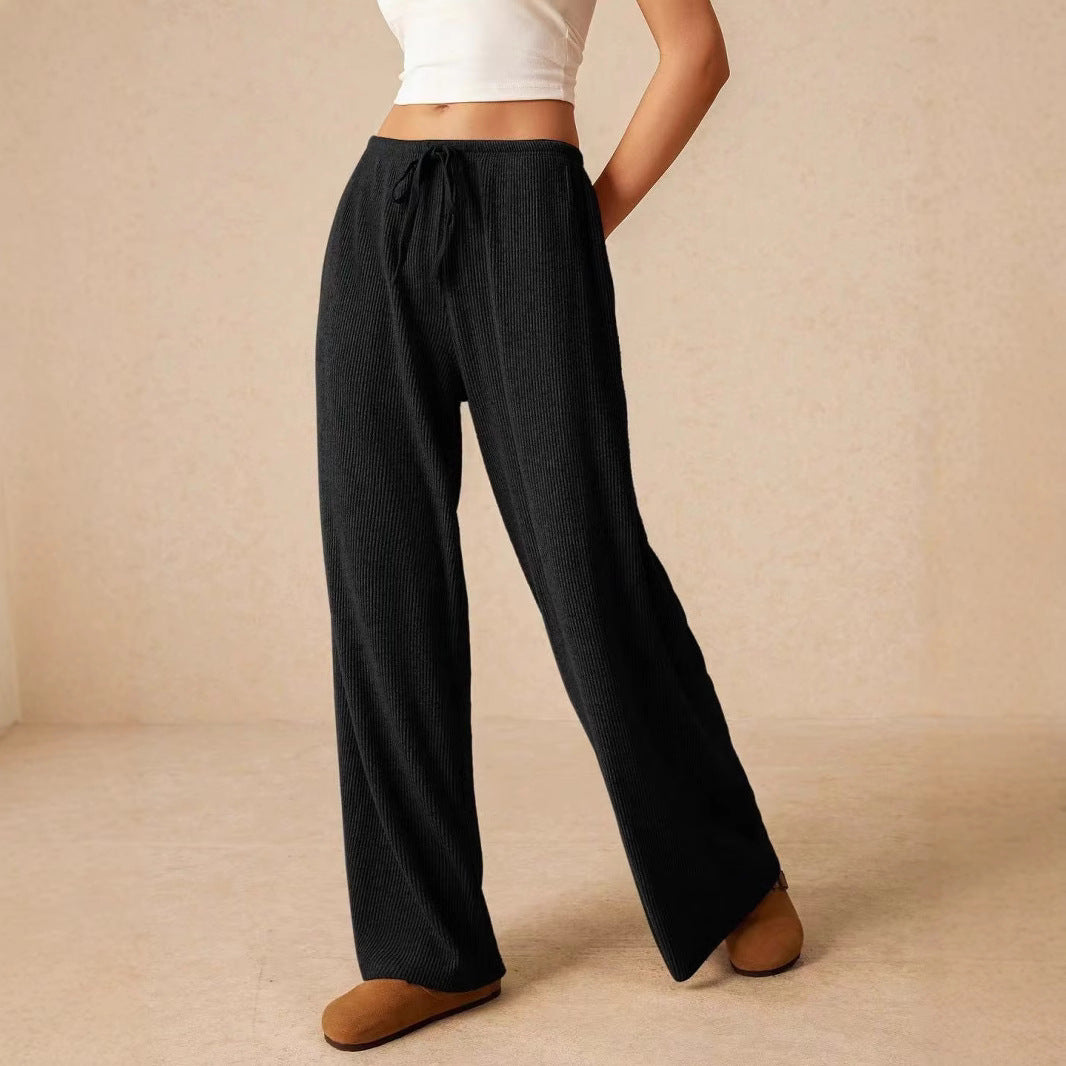 Women's Fashion Elegant Wide Leg Trousers Elastic Casual Pants