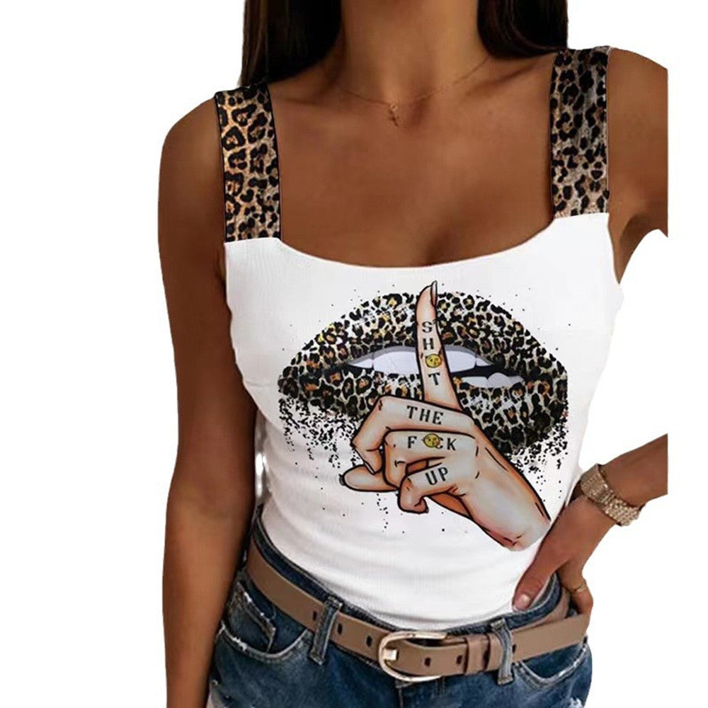 Classy Women's Sexy Camisole Lip Printings Vests