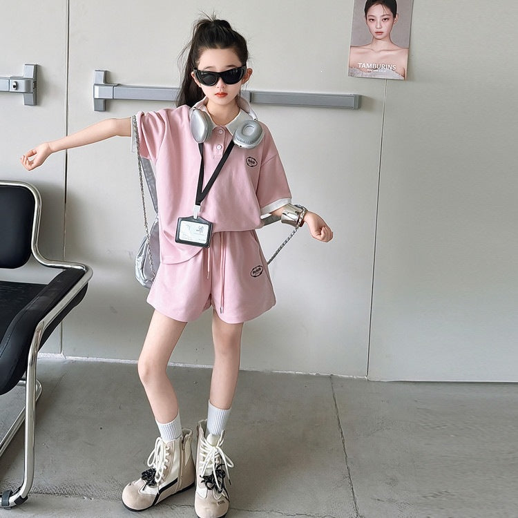 Children's Sportswear Summer Wear Medium Large Shirt Short Sleeve Shorts Loose Children's Suit