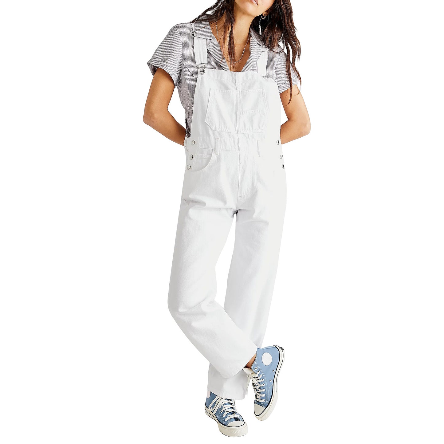 Women's Leisure Washed-out Loose Denim Brace Suspender Women's Jeans