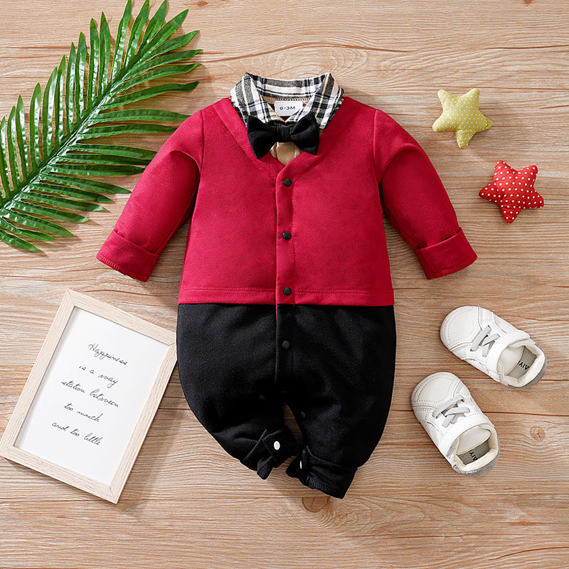 Jumpsuit Red Born Rompers Handsome Autumn Jumpsuit, Climbing Suit