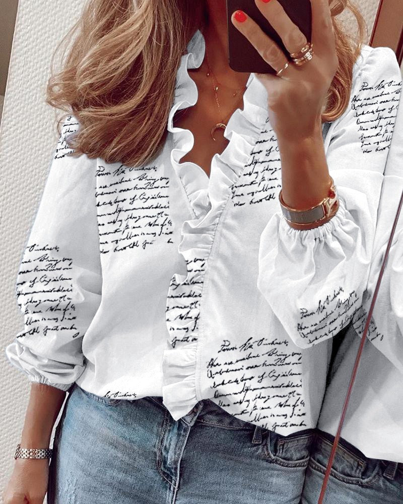 Versatile Classy Women's Long Sleeve Ruffle Blouse