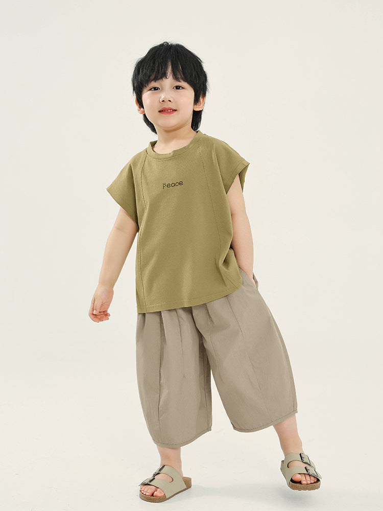 Children's Summer Korean Style Pure Cotton Short Sleeve Thin Sleeveless Children's T-shirt