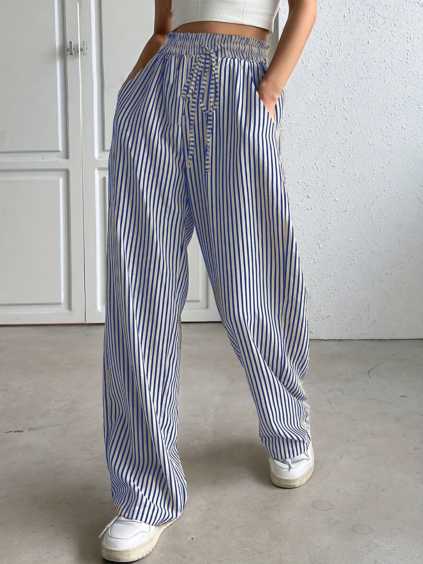 Charming Durable Trendy Women's Striped Trousers Casual Pants