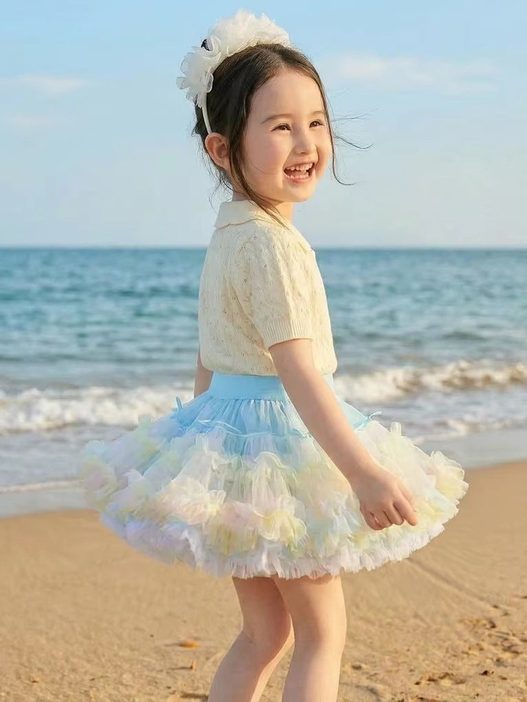 Children's Leaf Bowknot Pettiskirt Miniskirt Years Old Cake Children's Dress