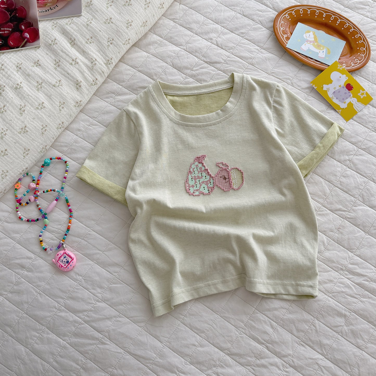 Children's Style Cartoon Embroidered Short-sleeved Tops Summer Western Children's T-shirt