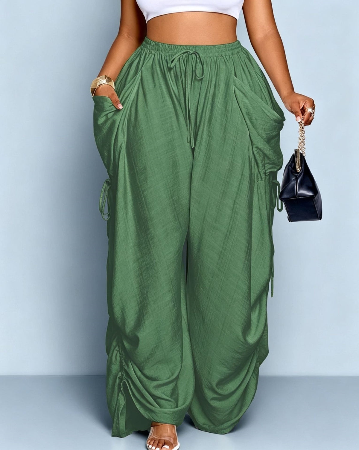 Women's Autumn High Waist Harem Cotton Linen Micro Elastic Casual Pants