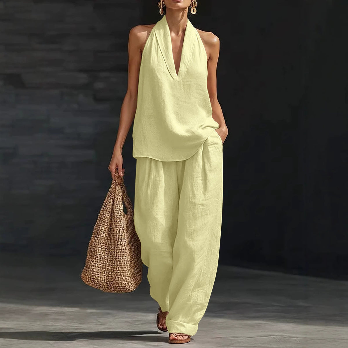 Cotton Linen Blended Commuter Slightly Fat Fashion Casual Suit