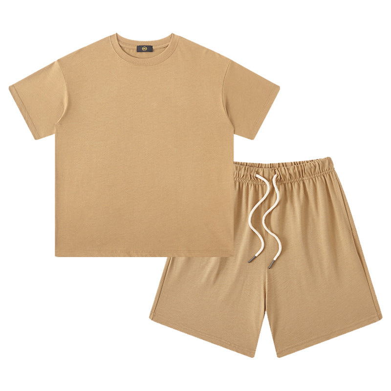 Women's & Men's Clothing Earth Color Heavy Short Sleeved T-shirt Children's Suit