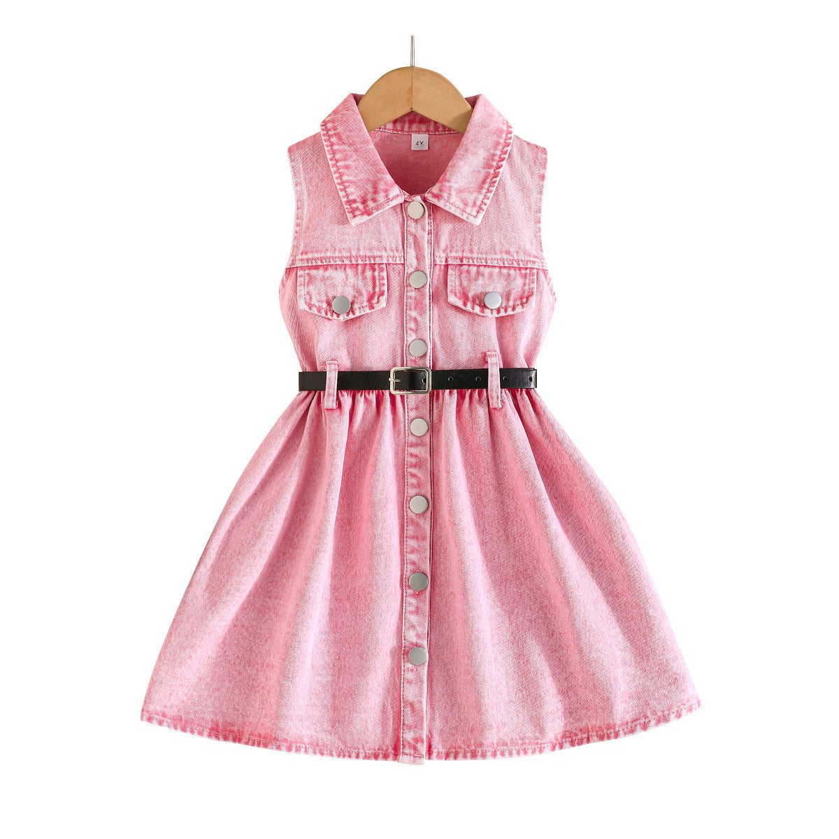 Summer Sleeveless Denim Belt Fashion Skirt Children's Dress