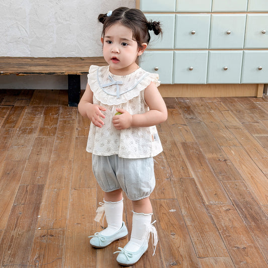Children's Outfit Summer Clothes Fried Street Western Style Shorts Princess Little Children's Suit