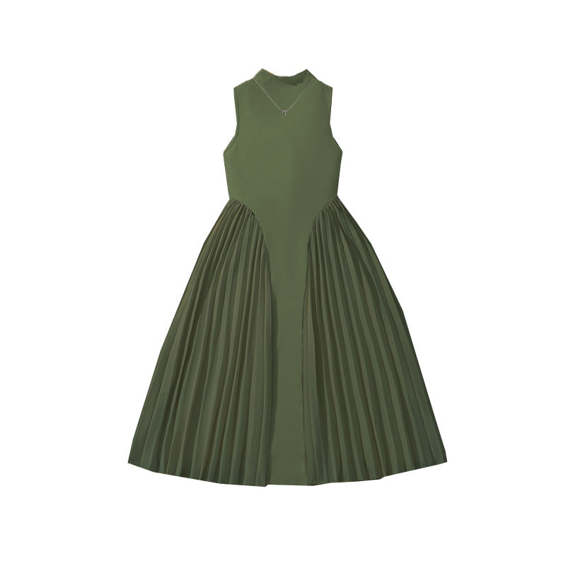 Fashion Stand Collar Elegant Pleated Patchwork Children's Dress