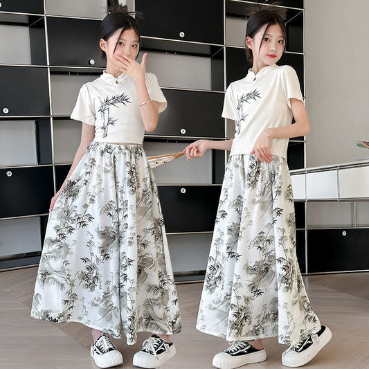 Children's Summer Suits Western Style Chinese Short Sleeve Skirt Children's Suit