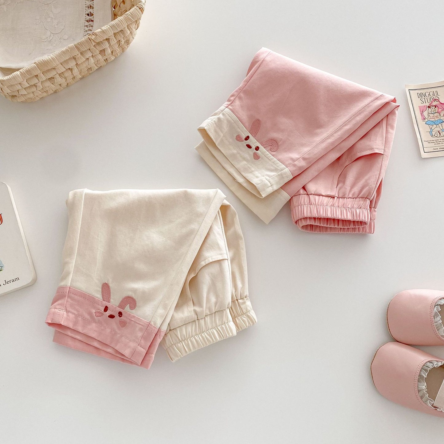 Children's Bunny Summer Korean Stitching Embroidered Thin Children's Pants