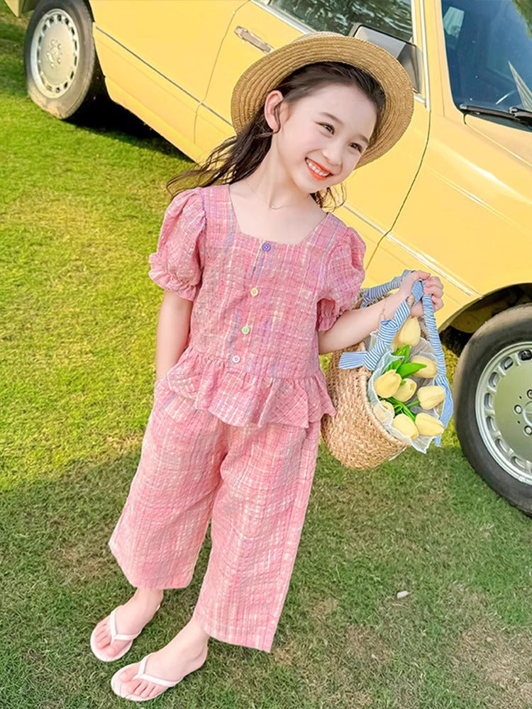 Children's Summer Fashionable Korean Style Short Sleeve Two-piece Set Children's Suit