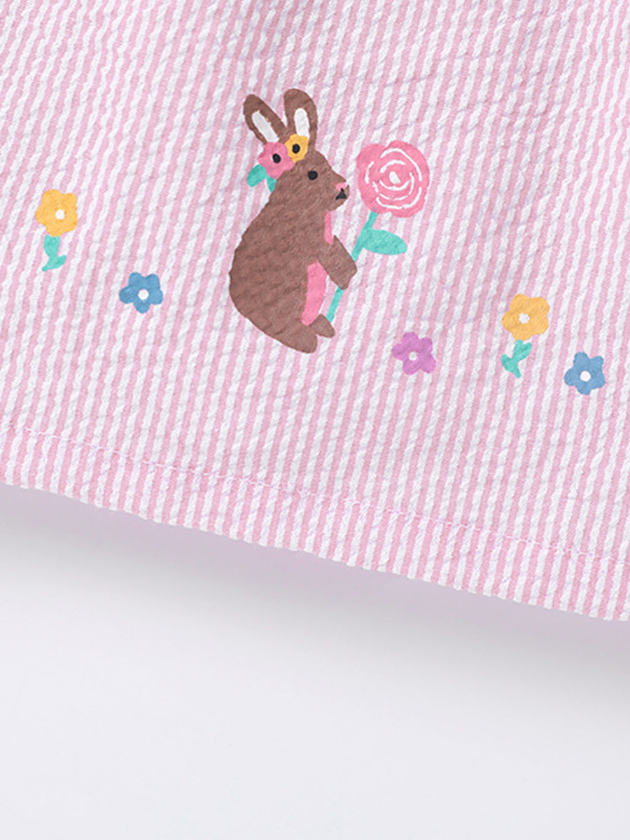 Children's Skirt Summer Woven Short Sleeve Skirts Children's Dress