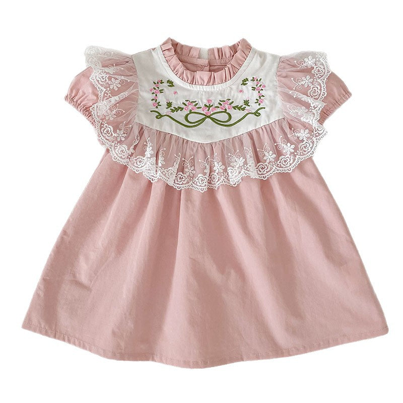 Children's Summer Embroidered Lace Skirt Romper Sisters Children's Dress