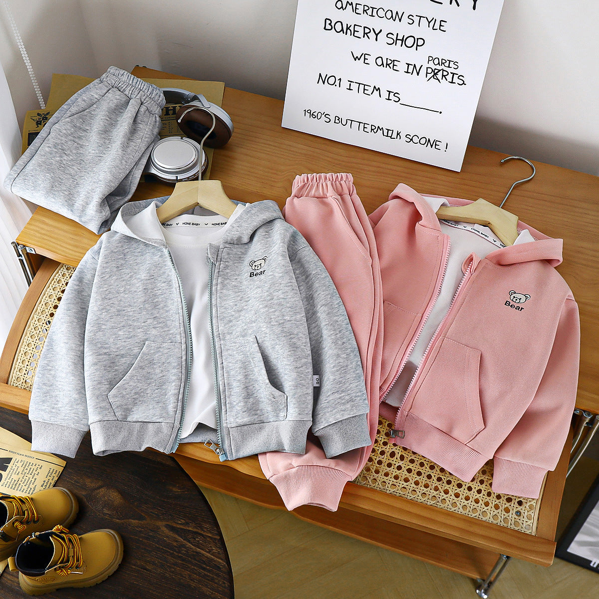 Children's Autumn Sweatshirt Korean Style Hooded Boys Chinese Cotton Children's Suit
