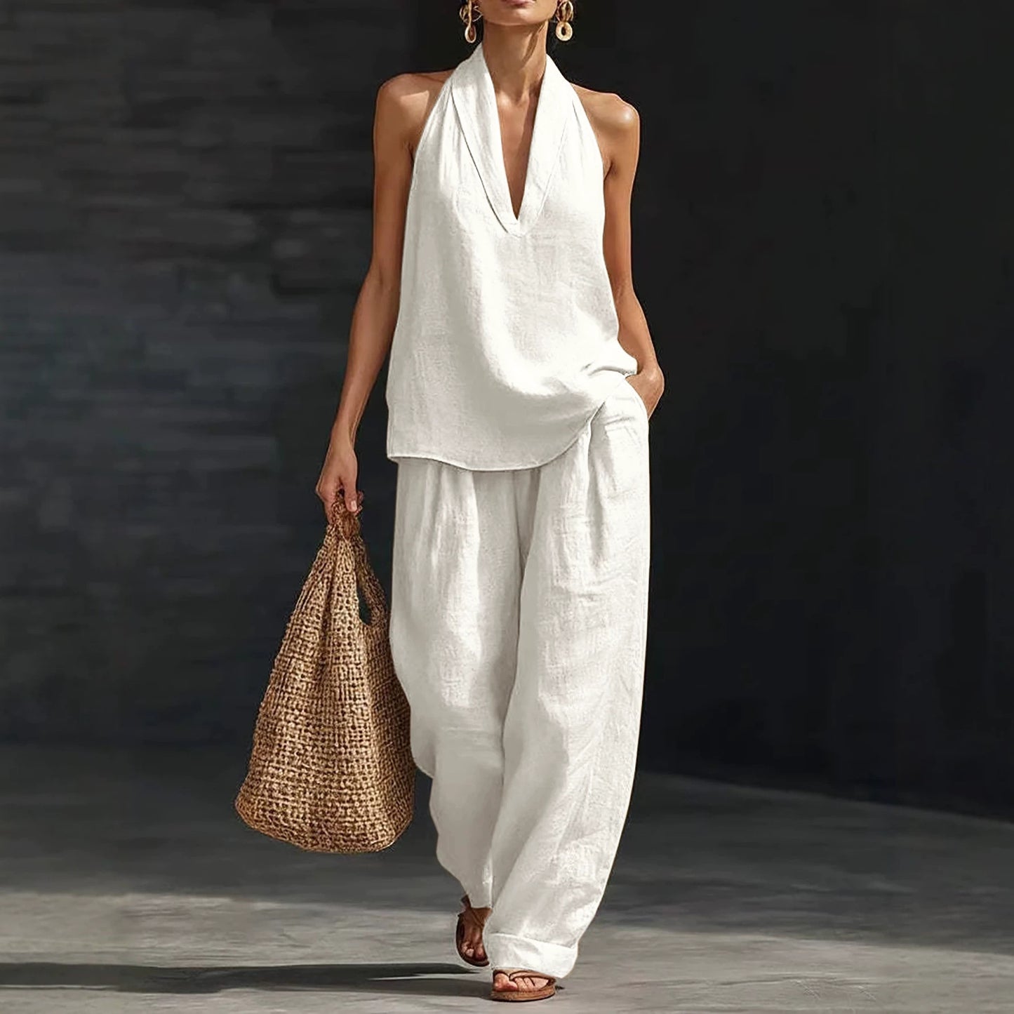 Cotton Linen Blended Commuter Slightly Fat Fashion Casual Suit