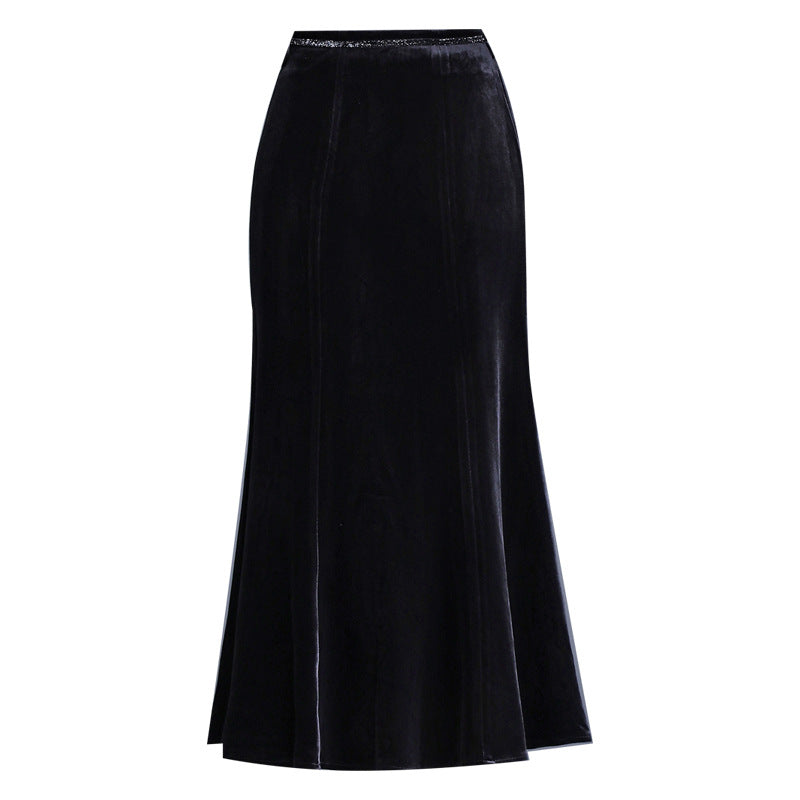 Women's Fashion Gold Veet Fishtail High Waist One-step Skirts