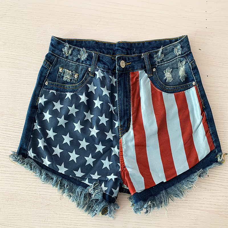 Fashion Comfortable Women's Tassel Printed Denim Women's Jeans
