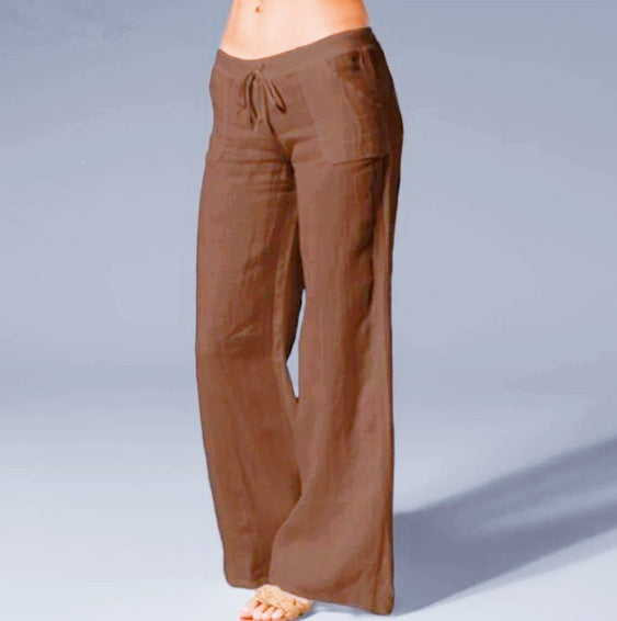 Women's High Waist Wide Leg Cotton Linen Casual Pants