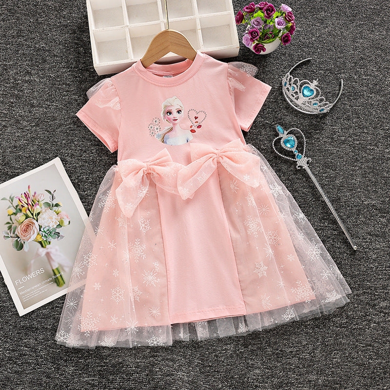 Frozen Princess Elsa Summer Style Western Children's Dress