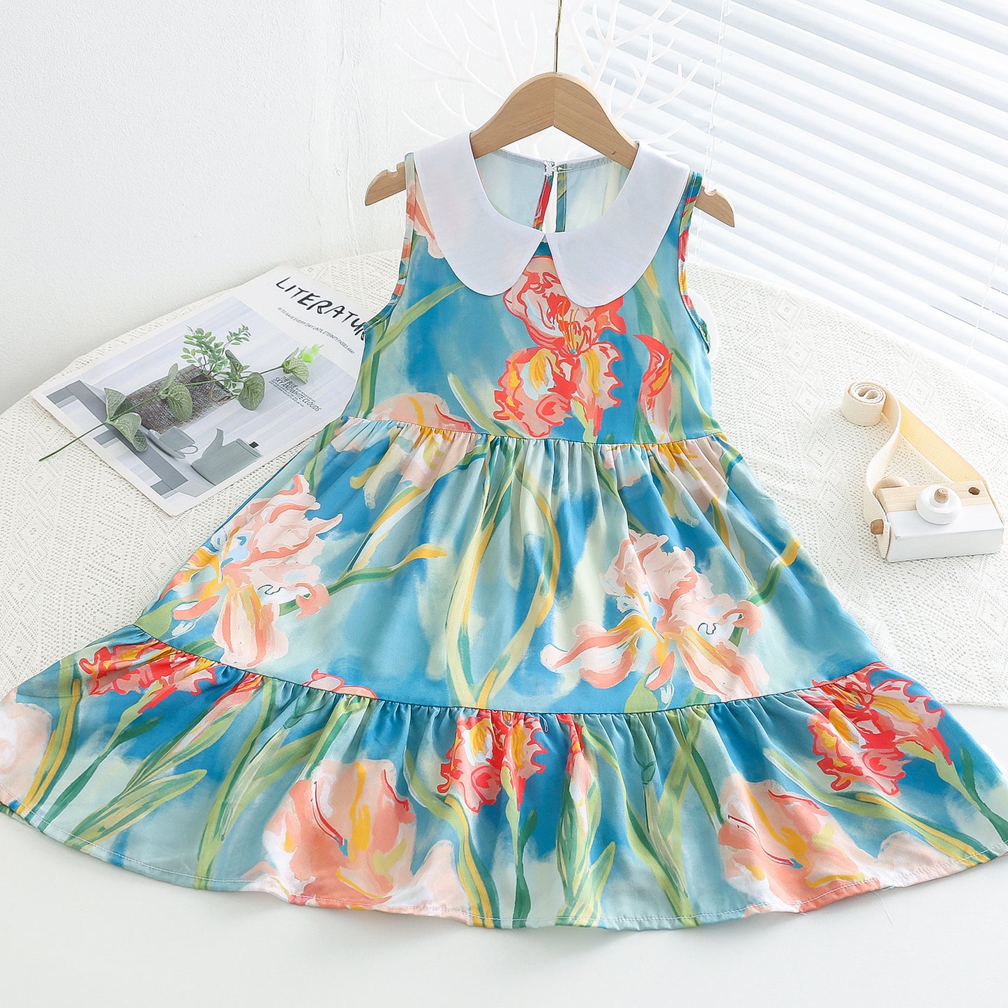 Children's Poplin Summer Artificial Cotton Skirt Medium Children's Dress