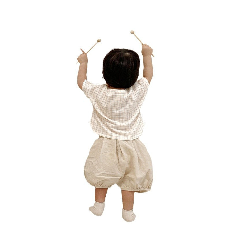 Children's Summer Thin Unisex Short Sleeve T-shirt Top Infant Loose Shorts Children's Suit