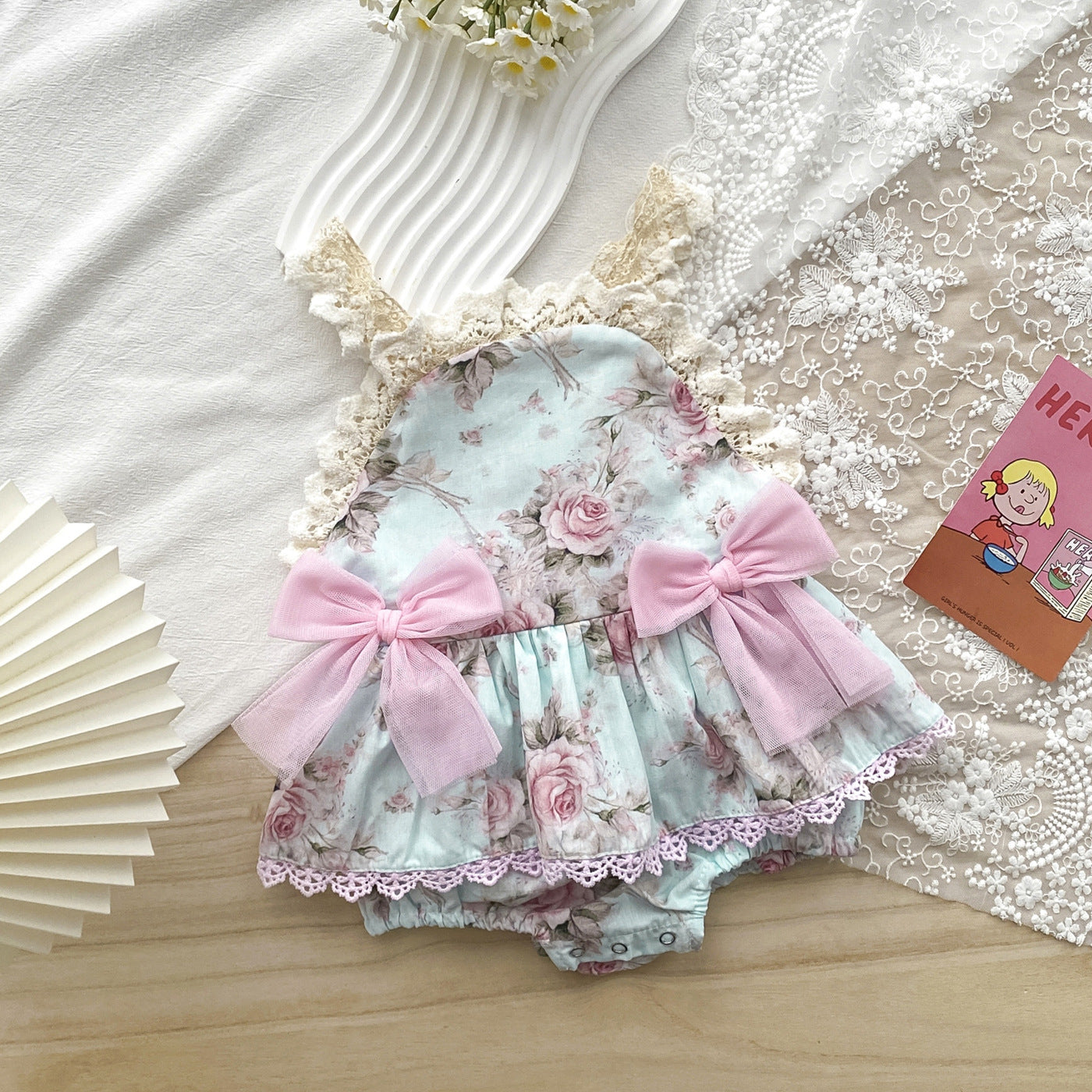 Flower Sling Bloomer With Skirt Lace Cute Jumpsuit Jumpsuit, Climbing Suit
