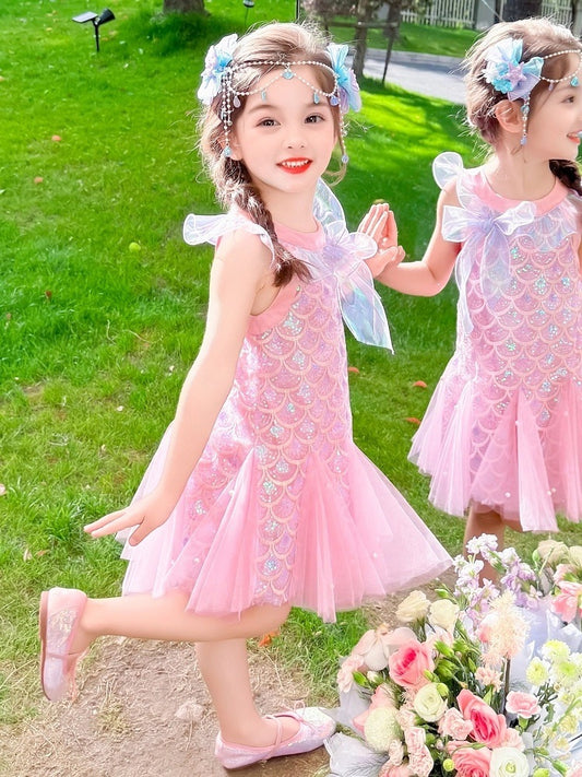 Children's Mermaid Princess Summer Fashion Little Tulle Skirt Children's Dress
