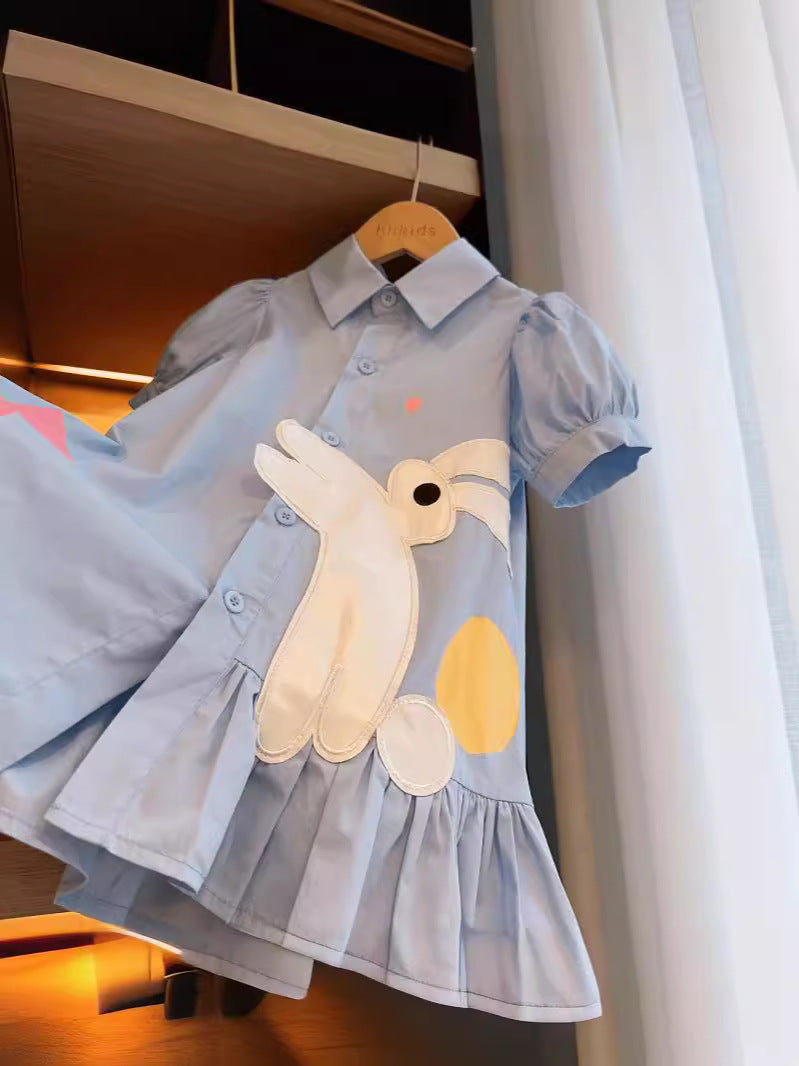 Korean Style Shirt Little Cute Bunny Short Children's Dress
