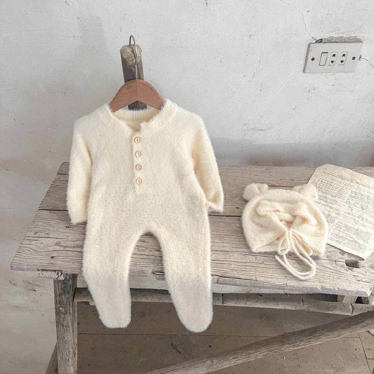 Winter Jumpsuit Days Clothes Mink Fur Cute Bear Bag Foot Jumpsuit, Climbing Suit