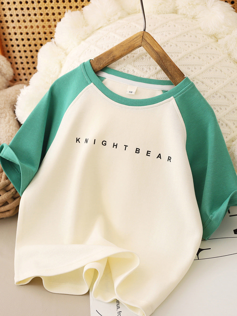 Children's Summer Short-sleeved Color Matching Half-sleeved Medium Children's T-shirt