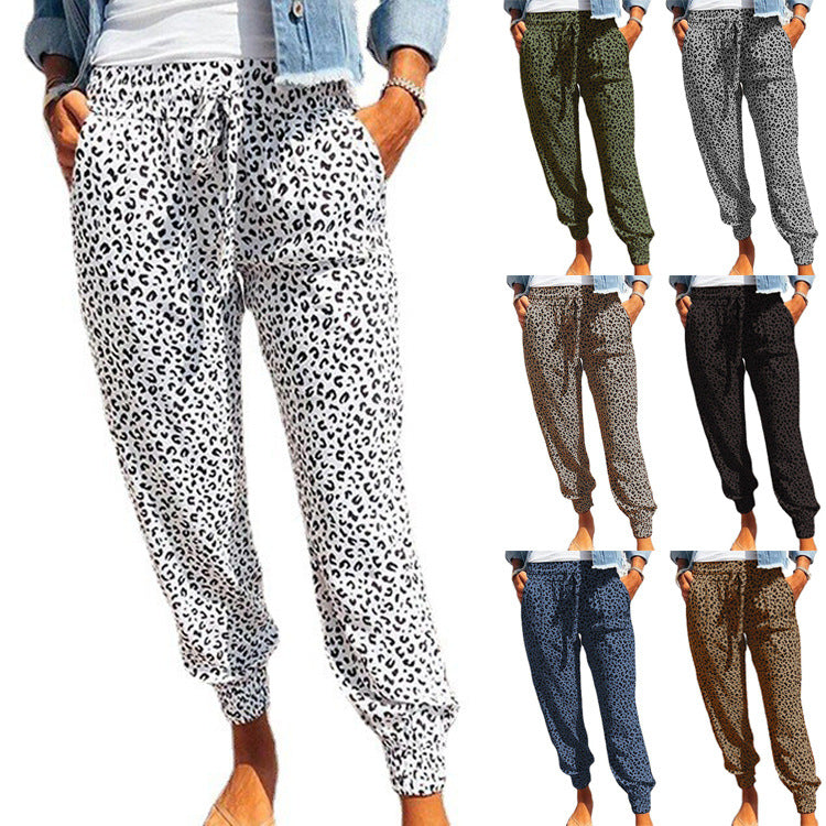 Women's Summer Trousers Loose Leopard Print Printed Pants