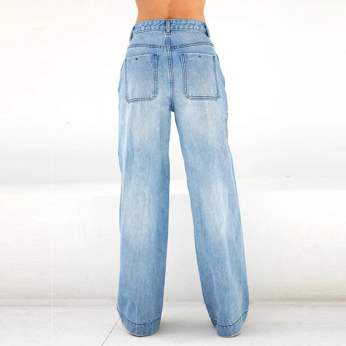 Women's High Waist Loose Wide Legs Mopping Women's Jeans